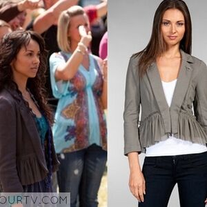 Free People Gray Ruffled Blazer